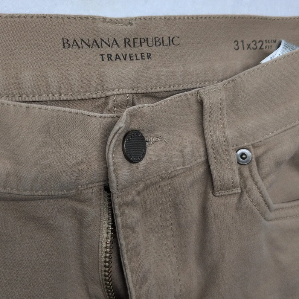 Banana Republic Traveler Slim Fit Chinos Pants Stretch Khaki Mens Sz 31x32